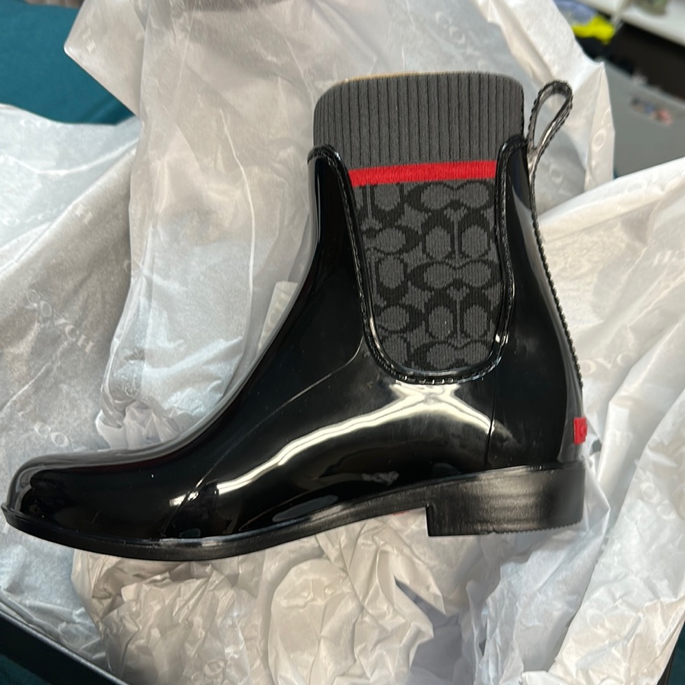 Brand new in box coach rain boots